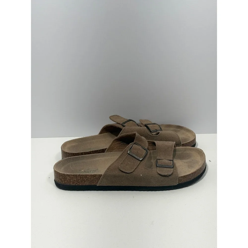 Woodstock Heritage Brown Suede Double Strap‎ Buckle Cork Slide Sandals sz 9 Men